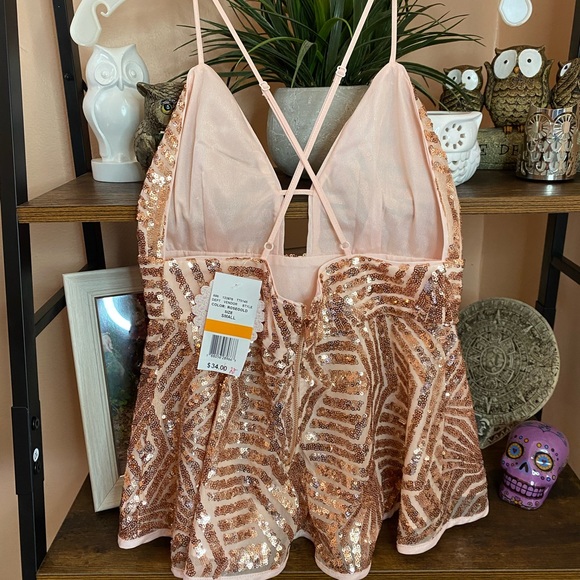 Soprano Gold Sequin Peplum Blouse - Picture 9 of 10